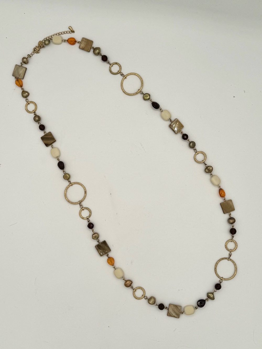 Lia Sophia “Cipriani” 37” Long with Mother of Pearl, Brown and Amber Beads - Picture 4 of 5